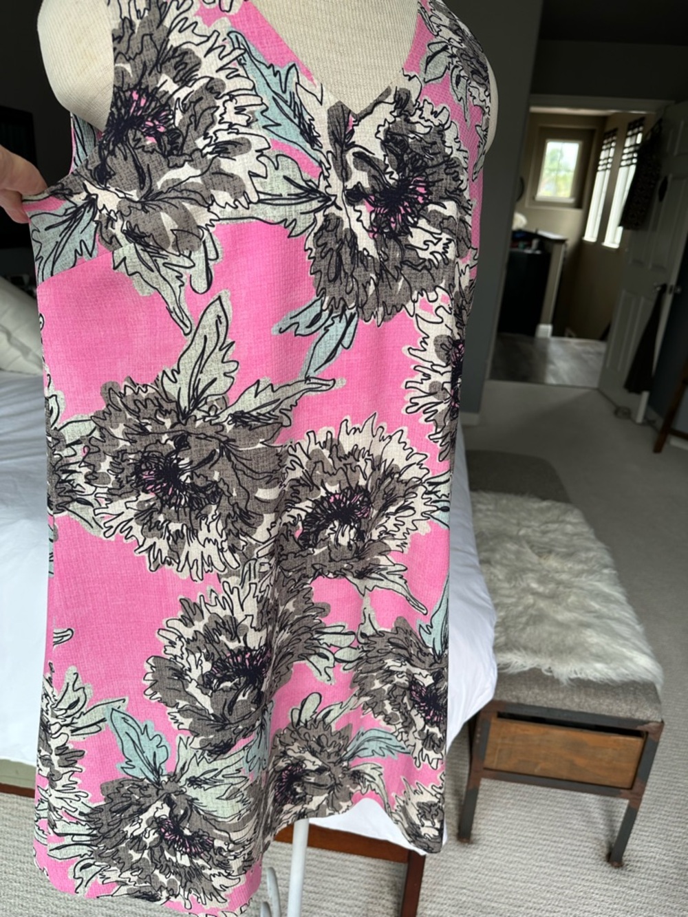 NIC+ZOE Sleeveless Pink Floral Shift Dress, size large - Picture 3 of 9